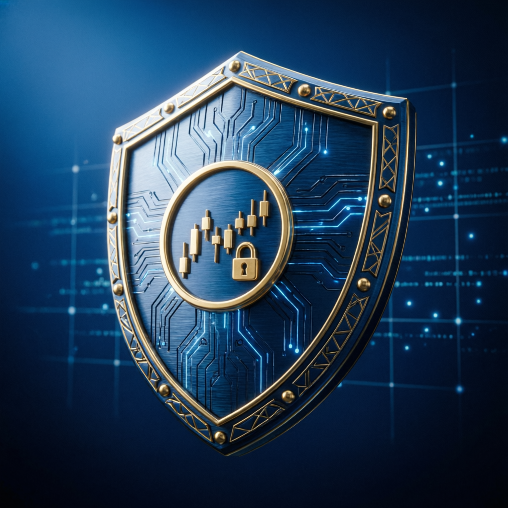 Security shield protecting trading capital representing risk management in prop firm services