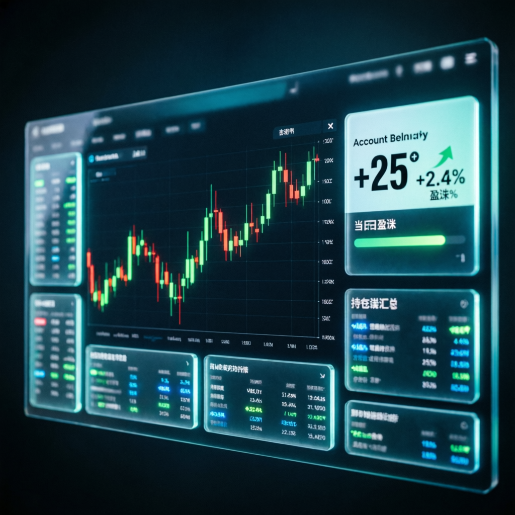 Advanced trading dashboard showing funded account performance metrics
