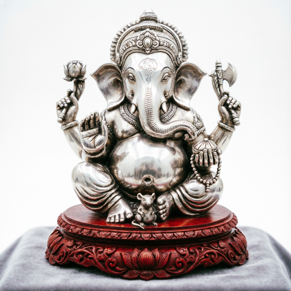 Silver Ganesh idol at Kridha Gold Mathura