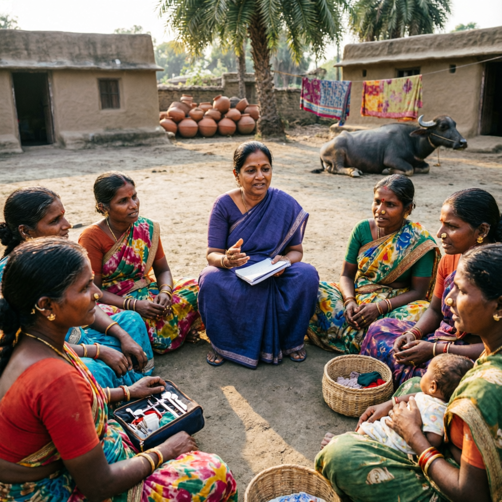 Women empowerment self-help group meeting in rural Maharashtra