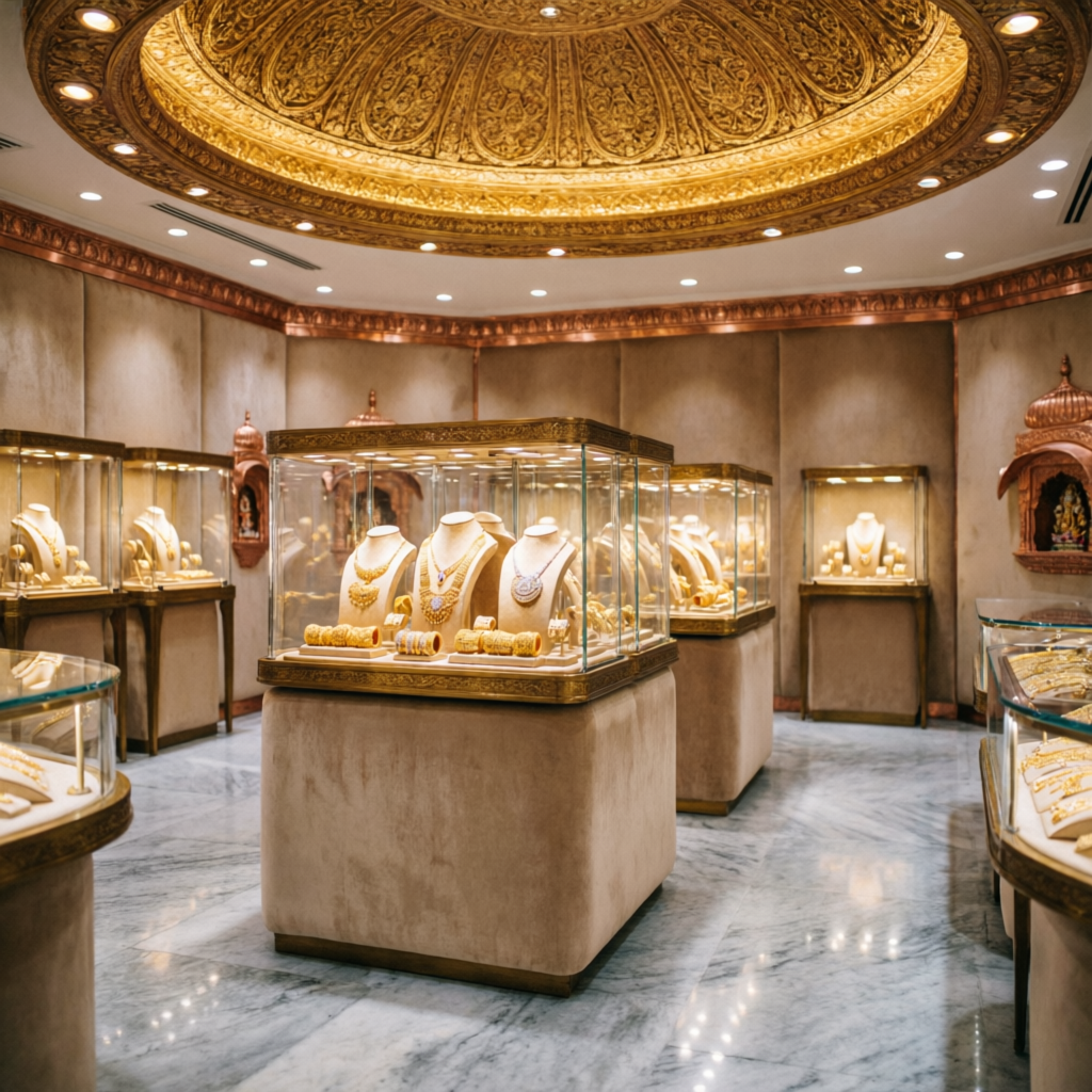 Kridha Gold jewellery showroom interior in Mathura Holi Gate