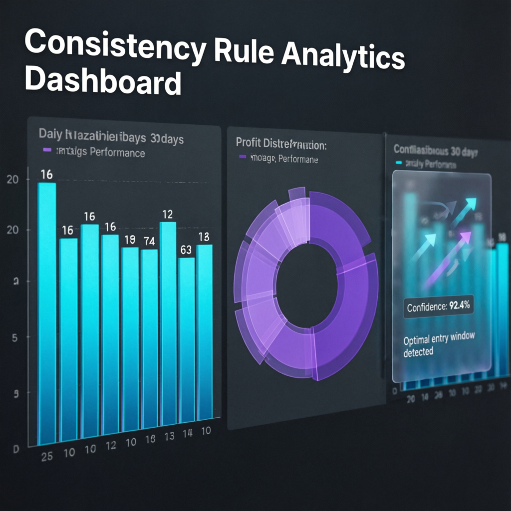 Consistency rule analytics dashboard showing daily performance distribution