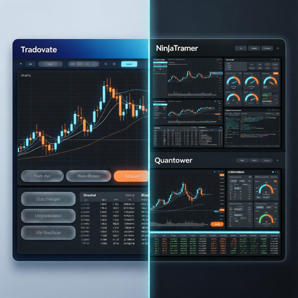 Comparison of Tradovate NinjaTrader and Quantower trading platforms for Topstep