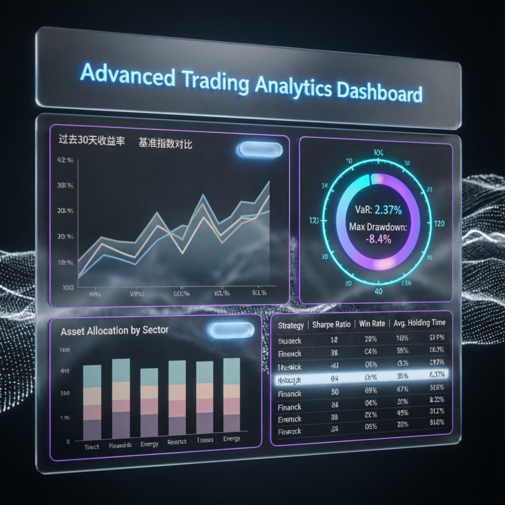 Advanced trading analytics dashboard showing risk metrics and performance data for prop firm accounts