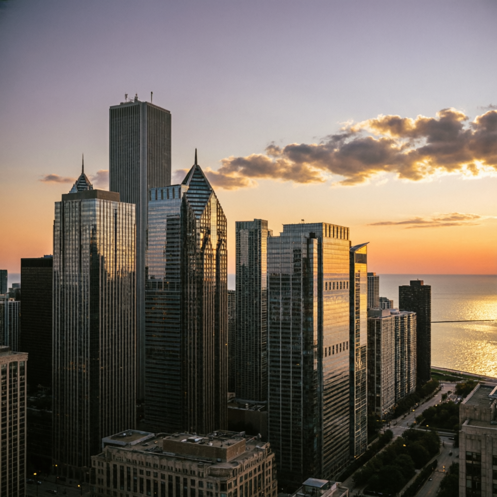 Chicago financial district skyline where Topstep headquarters is located