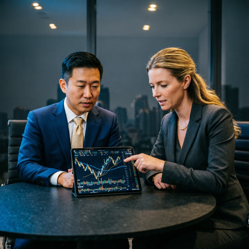 Professional consultation meeting for forex traders