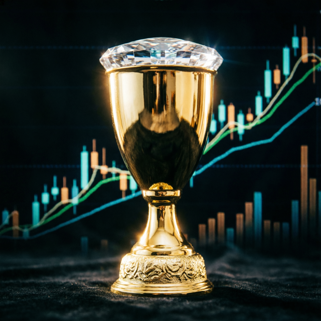 Golden trophy symbolizing prop firm challenge success