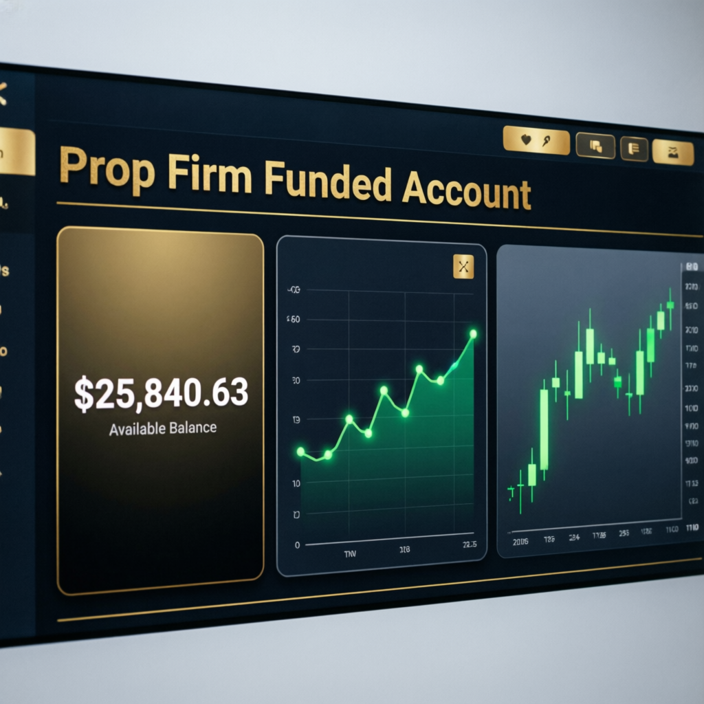 Prop Firm Funded Account Dashboard showing successful trading performance