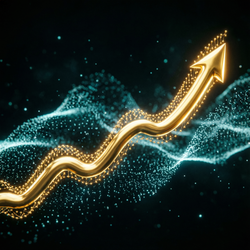 Golden upward trading chart representing Apex Trader Funding growth