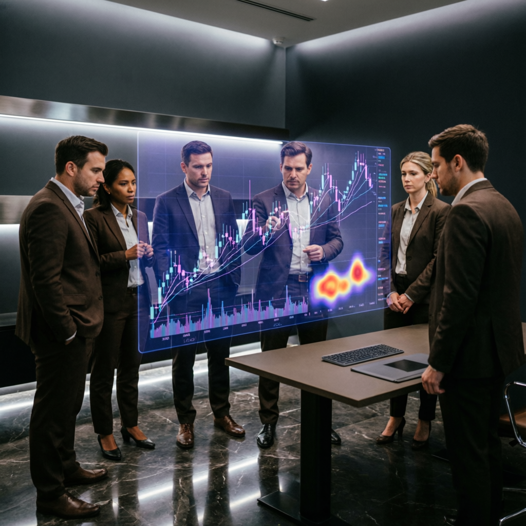 Expert financial analysts team reviewing prop firm data
