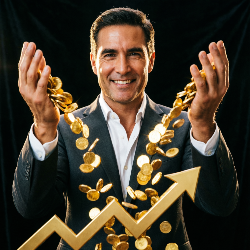 Successful funded trader celebrating profits