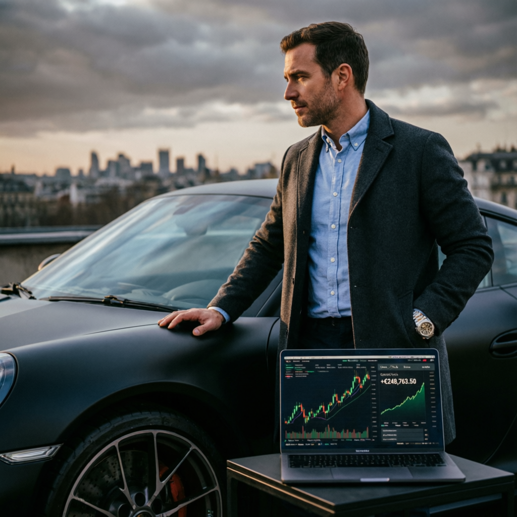 Funded trader enjoying luxury lifestyle with forex profits