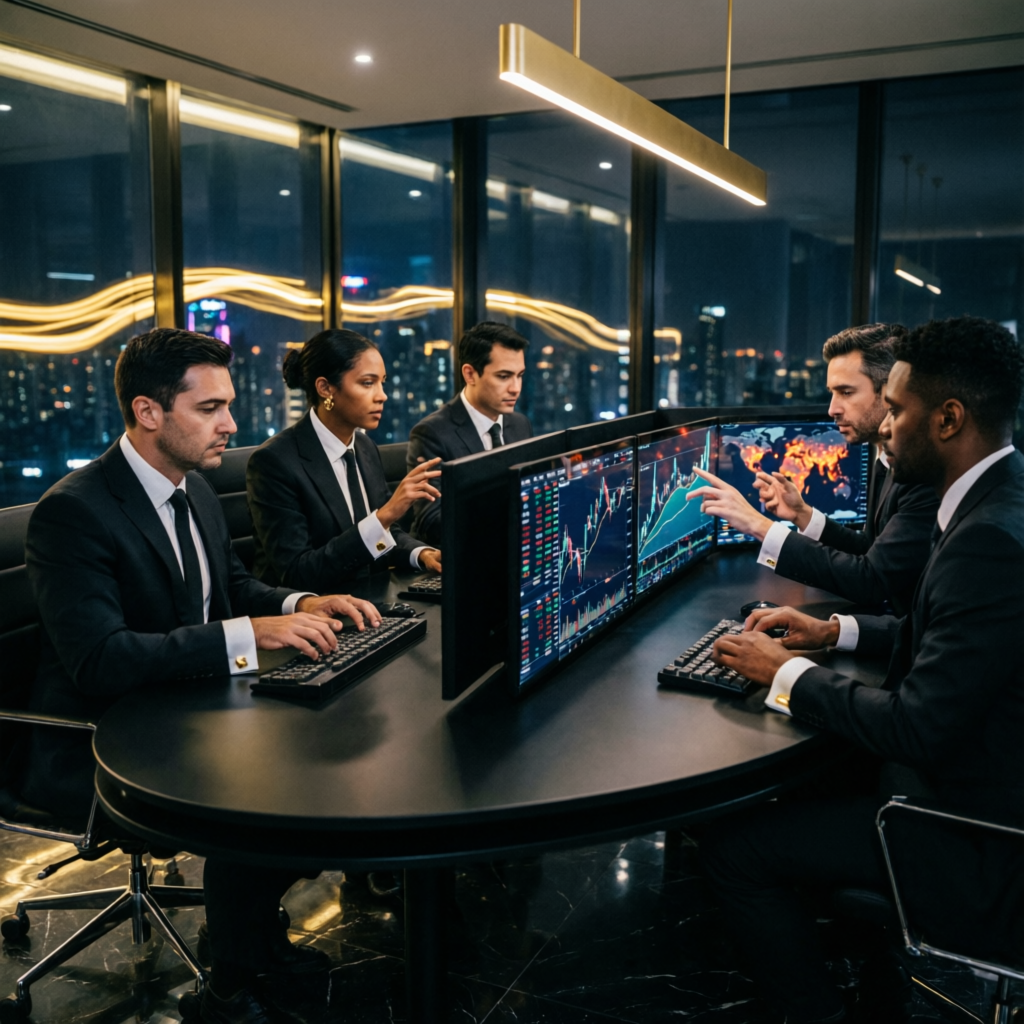 Professional trading team at All Prop Funding headquarters