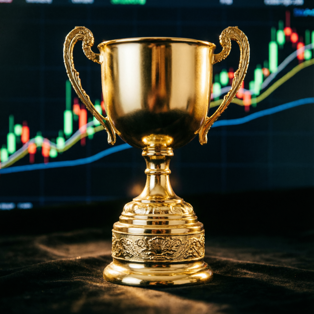 Gold trophy representing Apex Trader Funding success