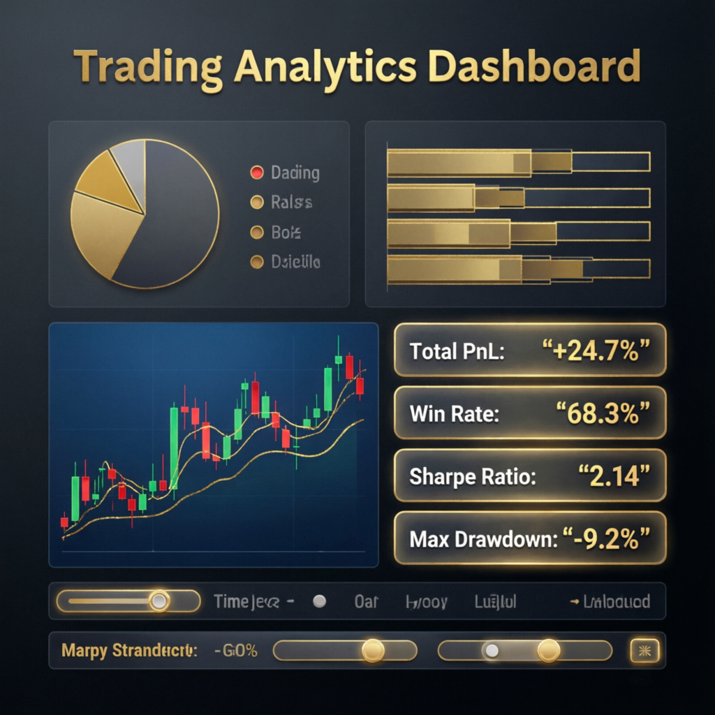 Trading analytics dashboard showing Topstep payout performance metrics and profit statistics