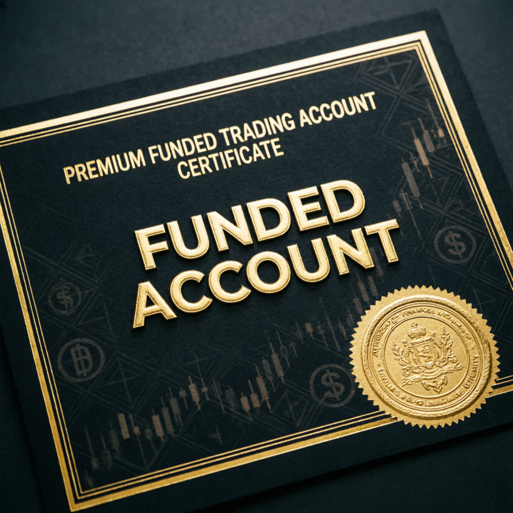 Premium funded trading account certificate from Topstep prop firm with gold seal