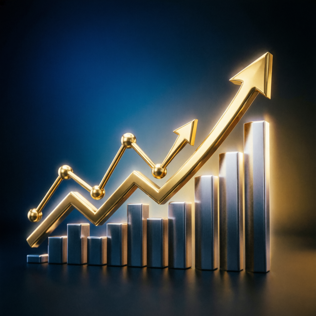 Financial growth chart showing prop firm passing service success