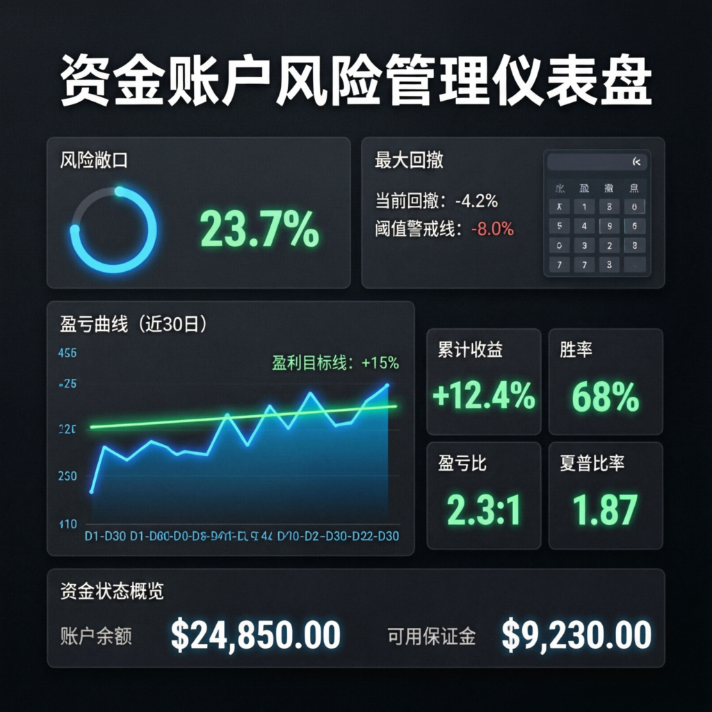 Risk management dashboard for funded accounts