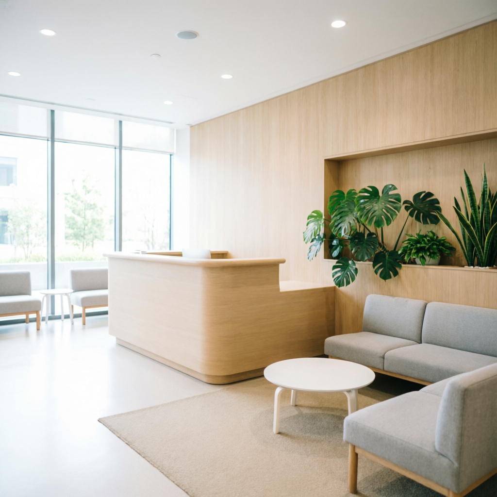 Modern healthcare clinic reception interior