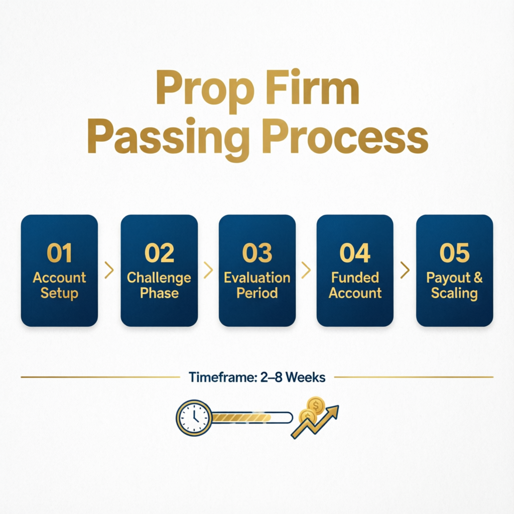 Prop firm passing process infographic
