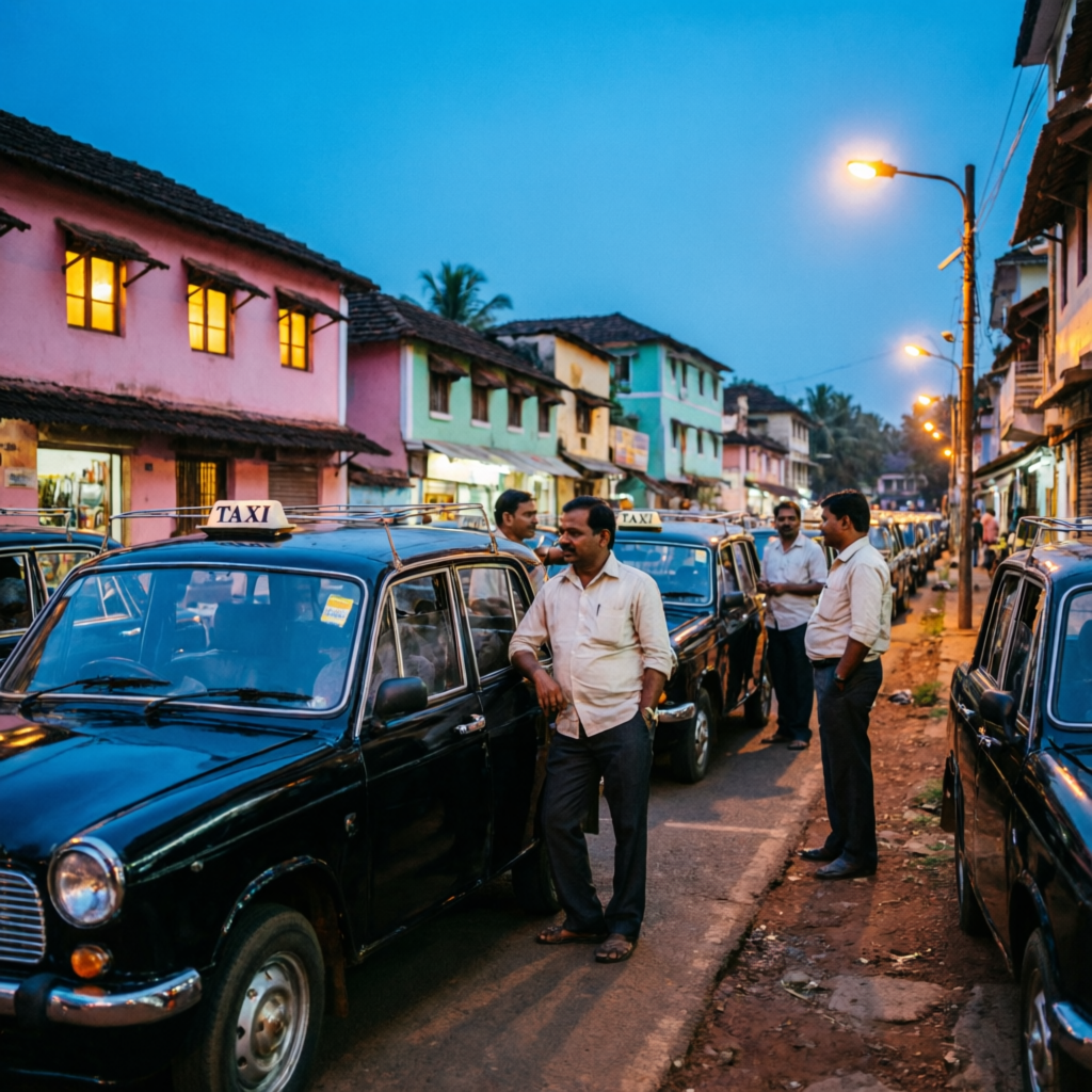 Taxi stand in Margao Goa