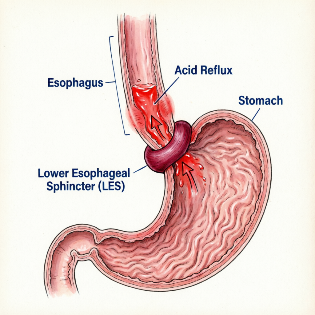Diagrama médico de Enfermedad por Reflujo Gastroesofágico ERGE