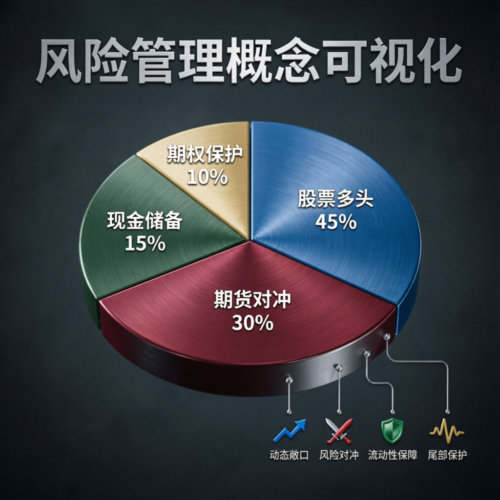 Risk management concept visualization with pie chart