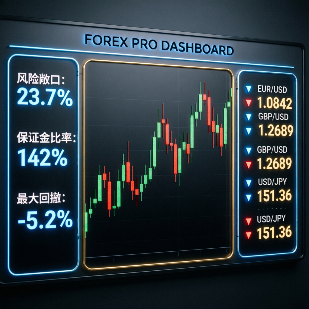 Forex dashboard showing metrics