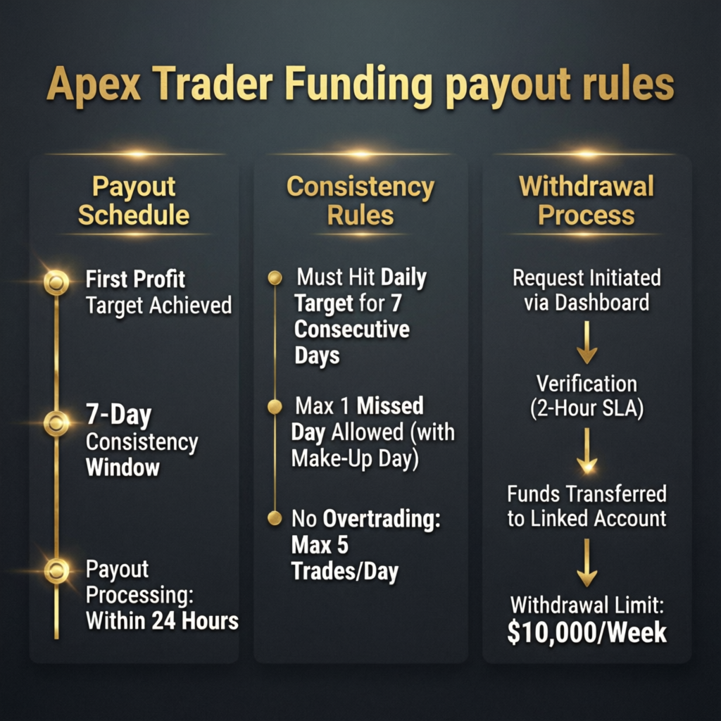 Apex Trader Funding Payout Rules Infographic