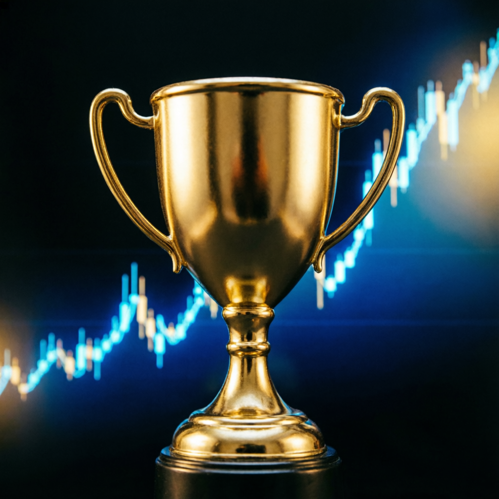 Golden trophy representing successful prop firm challenge completion