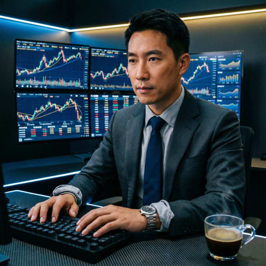 Professional forex trader managing FundedNext prop firm challenge