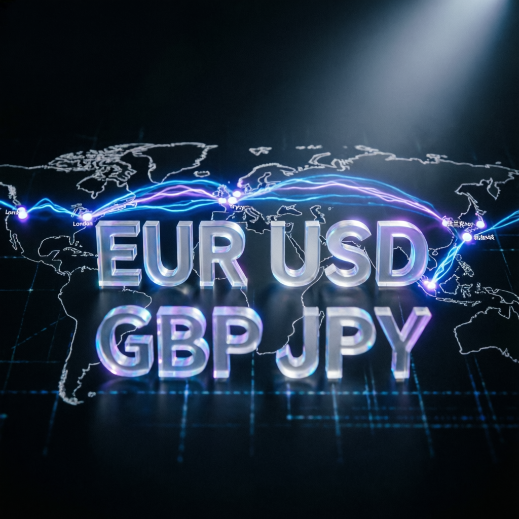Forex currency pairs EUR USD GBP JPY trading concept