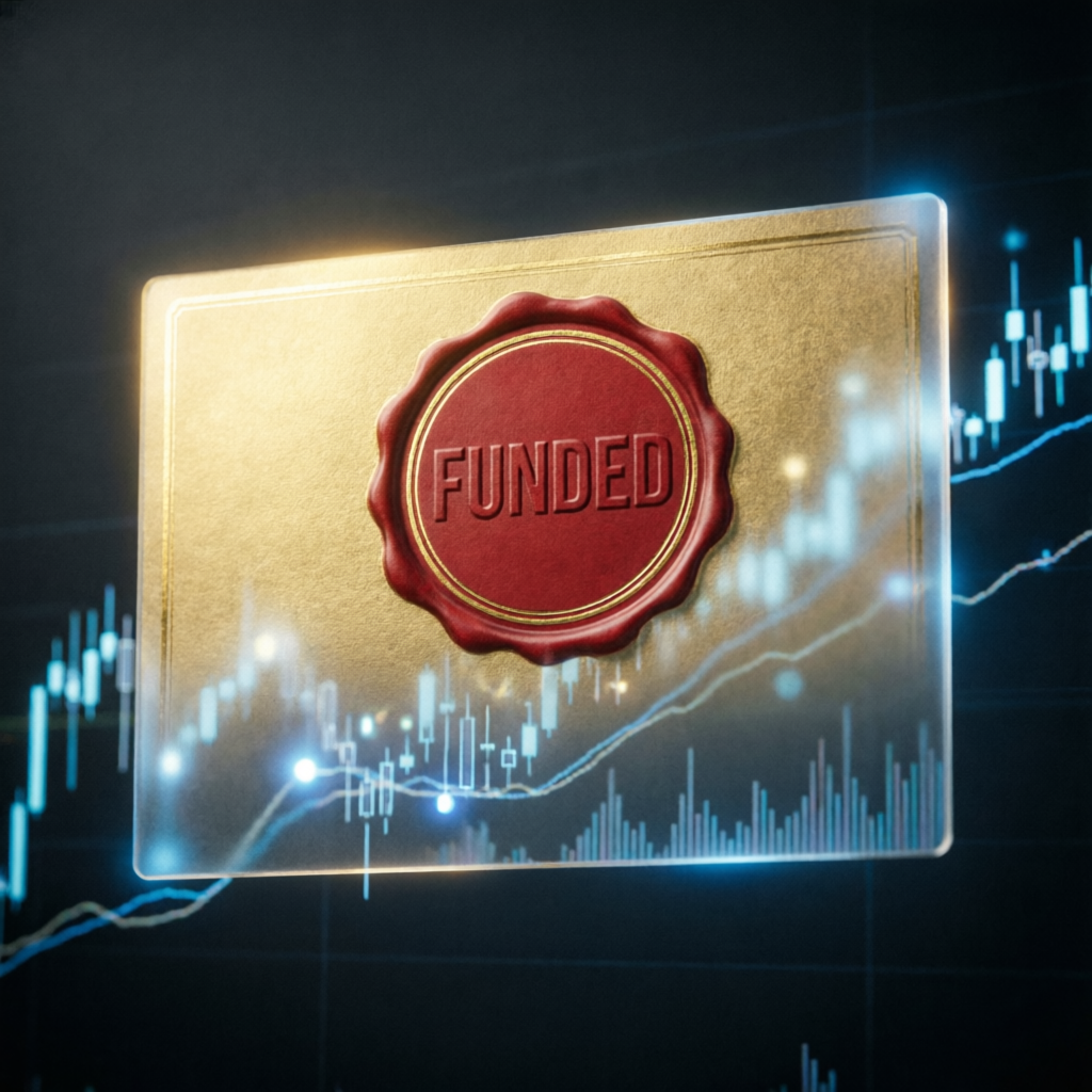 Funded trading account certificate with golden seal