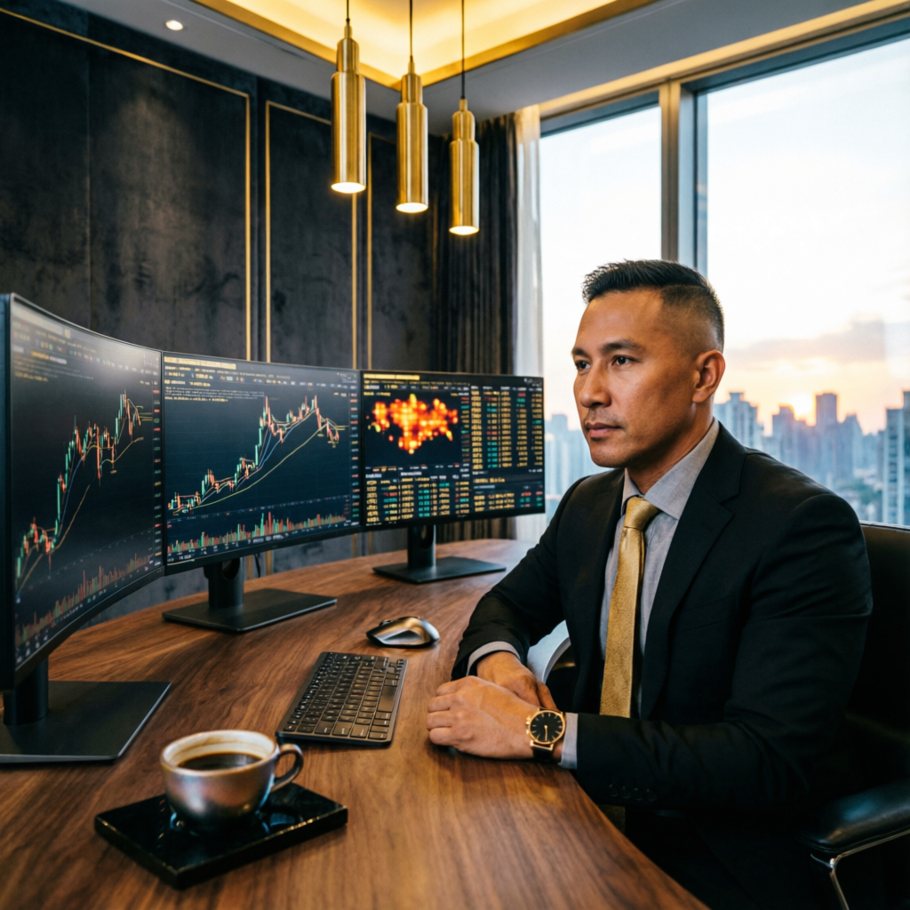 Professional futures trader analyzing My Funded Futures charts