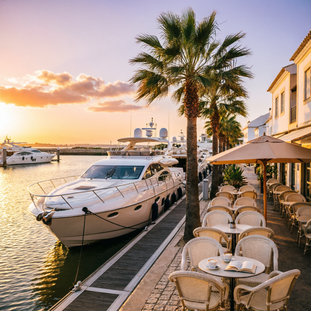 Marina de Vilamoura ao pôr do sol