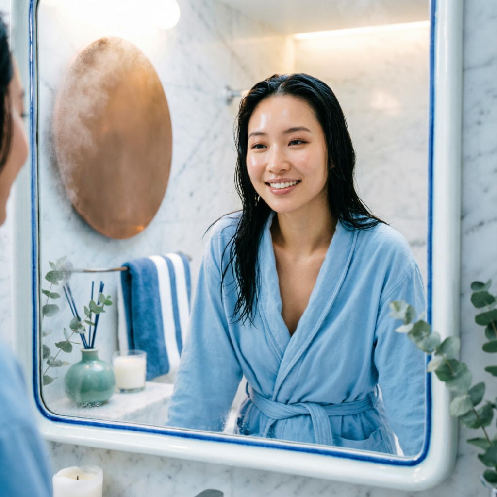 Mujer feliz con piel sana