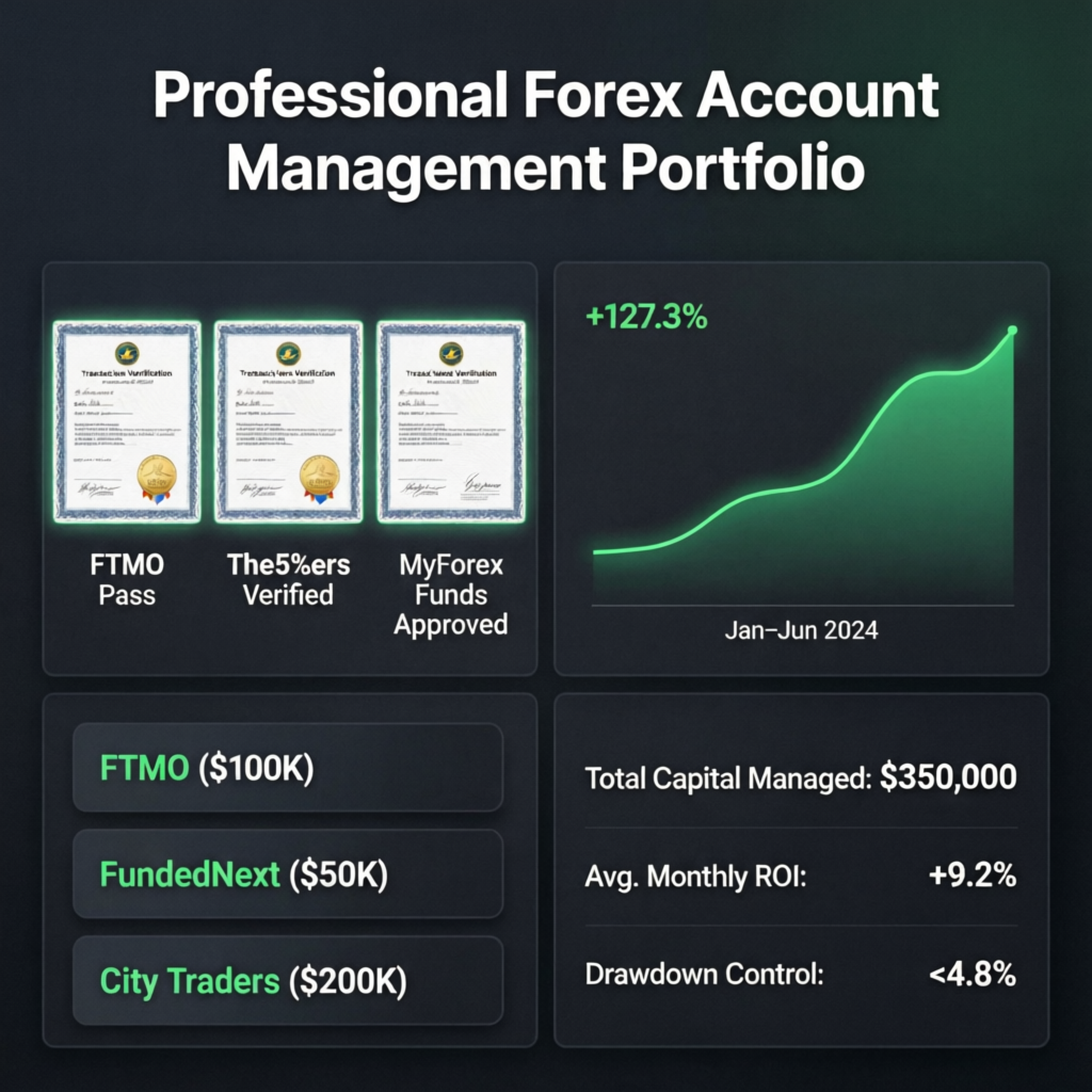 Professional Forex Account Management Portfolio with FTMO The5ers and MyForexFunds certificates