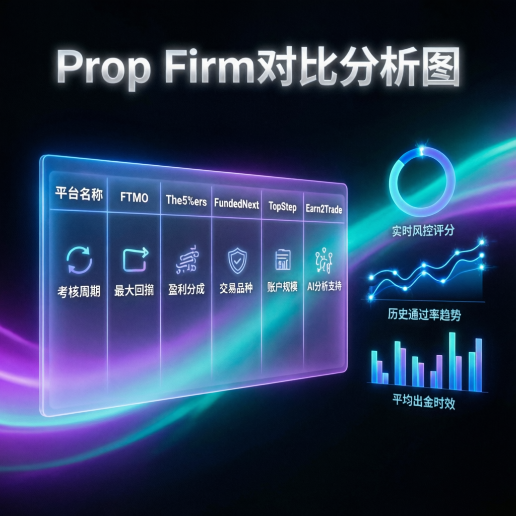 Futuristic comparison analysis of top prop firms including Apex Trader Funding