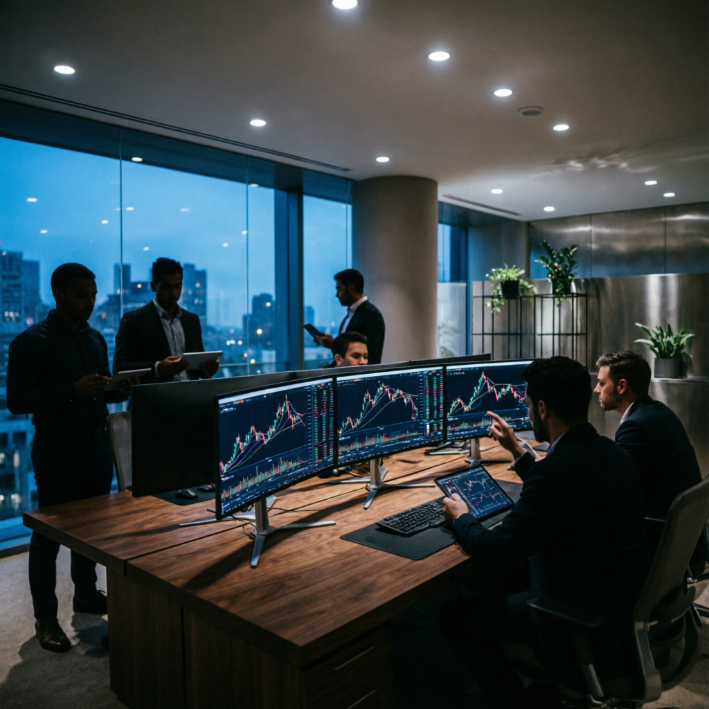 Professional trading team managing Apex Trader Funding accounts