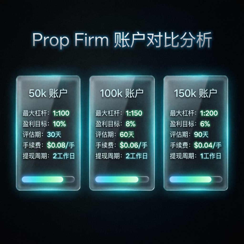 Apex Trader Funding account size comparison 50k 100k 150k