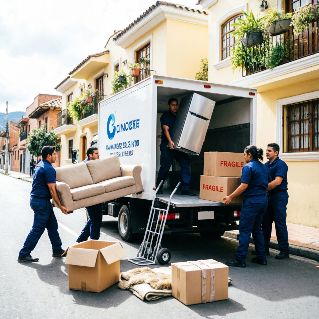 Trasteos Chapinero - Equipo profesional de mudanzas cargando muebles en camión en el barrio Chapinero Bogotá