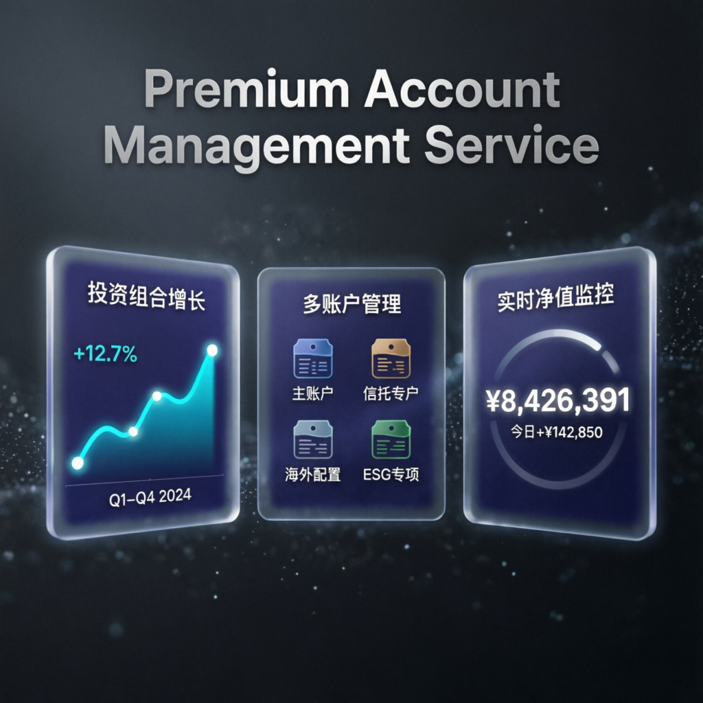 Premium account management service showing portfolio growth and multi-account management