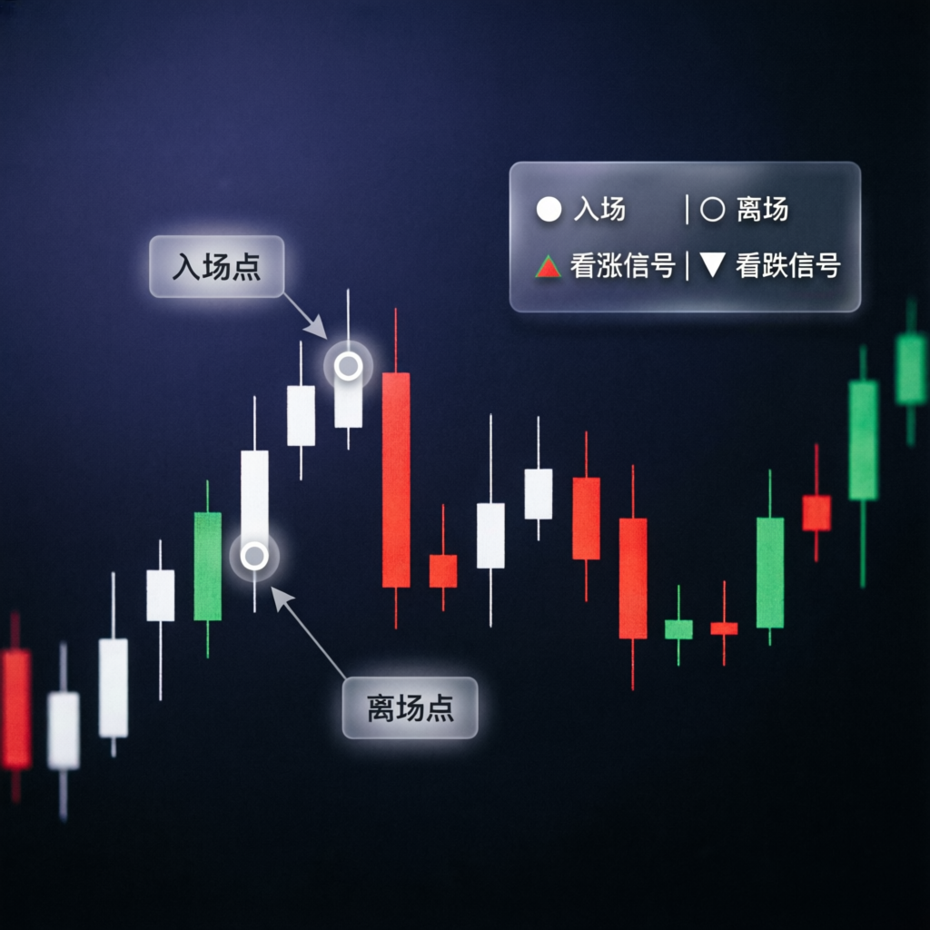 Trading strategy blueprint showing entry and exit points on candlestick chart