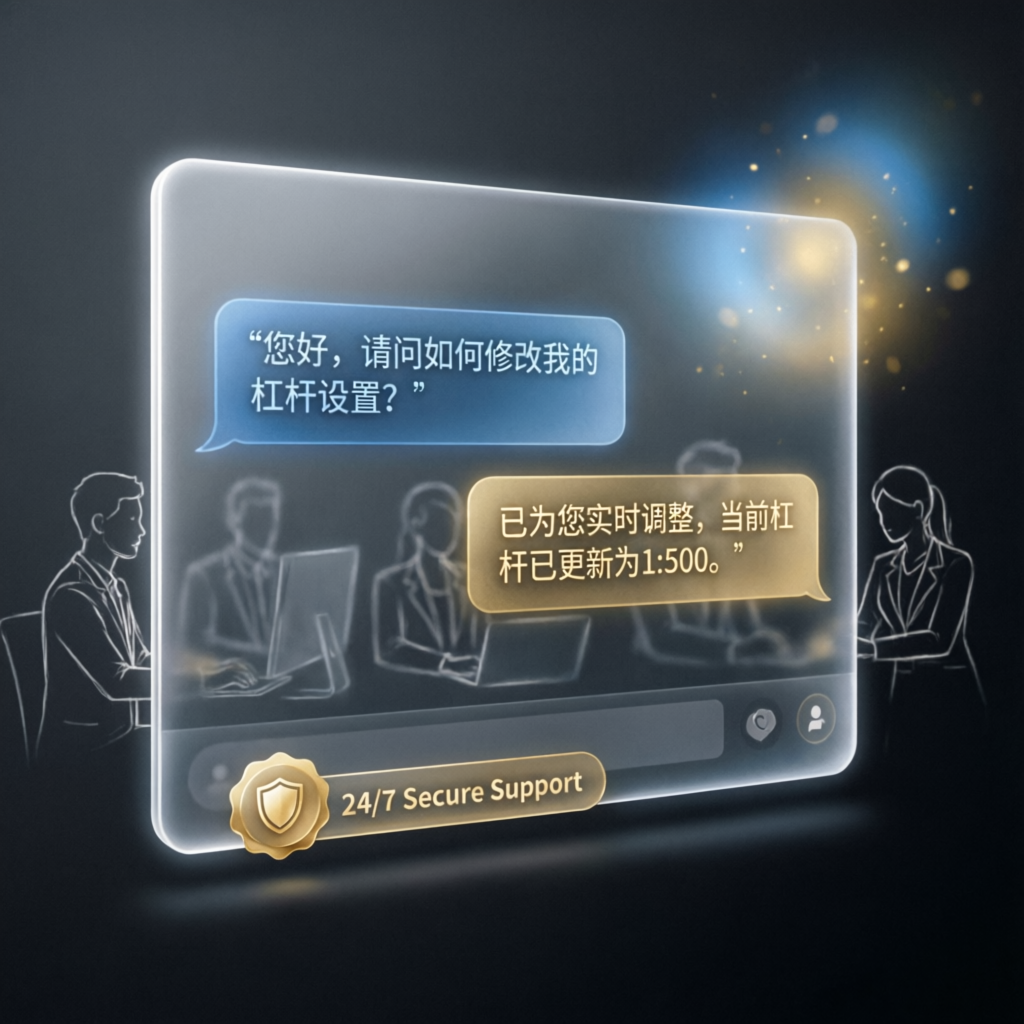 24/7 secure customer support chat interface for prop firm service