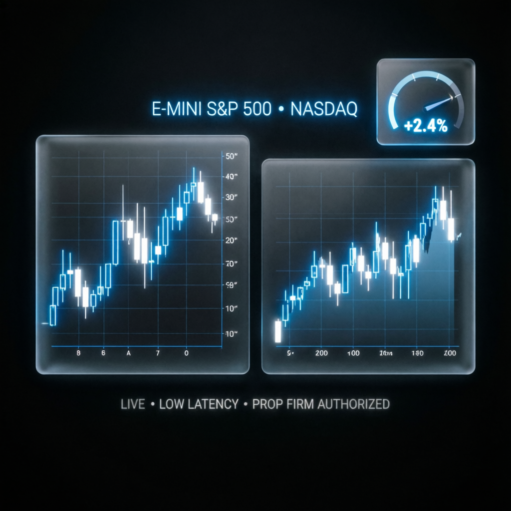 E-mini S&P 500 and Nasdaq futures trading charts with live data
