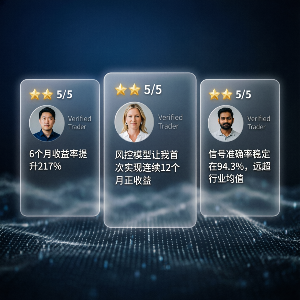 Success stories testimonials showing verified trader reviews with 5-star ratings