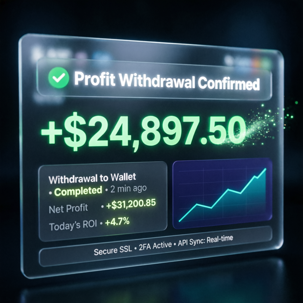 Profit withdrawal confirmed showing $24,897.50 payout from Apex Trader Funding