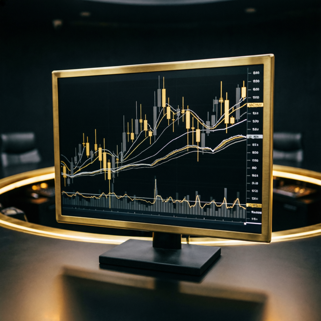 Professional forex trading analysis with candlestick charts