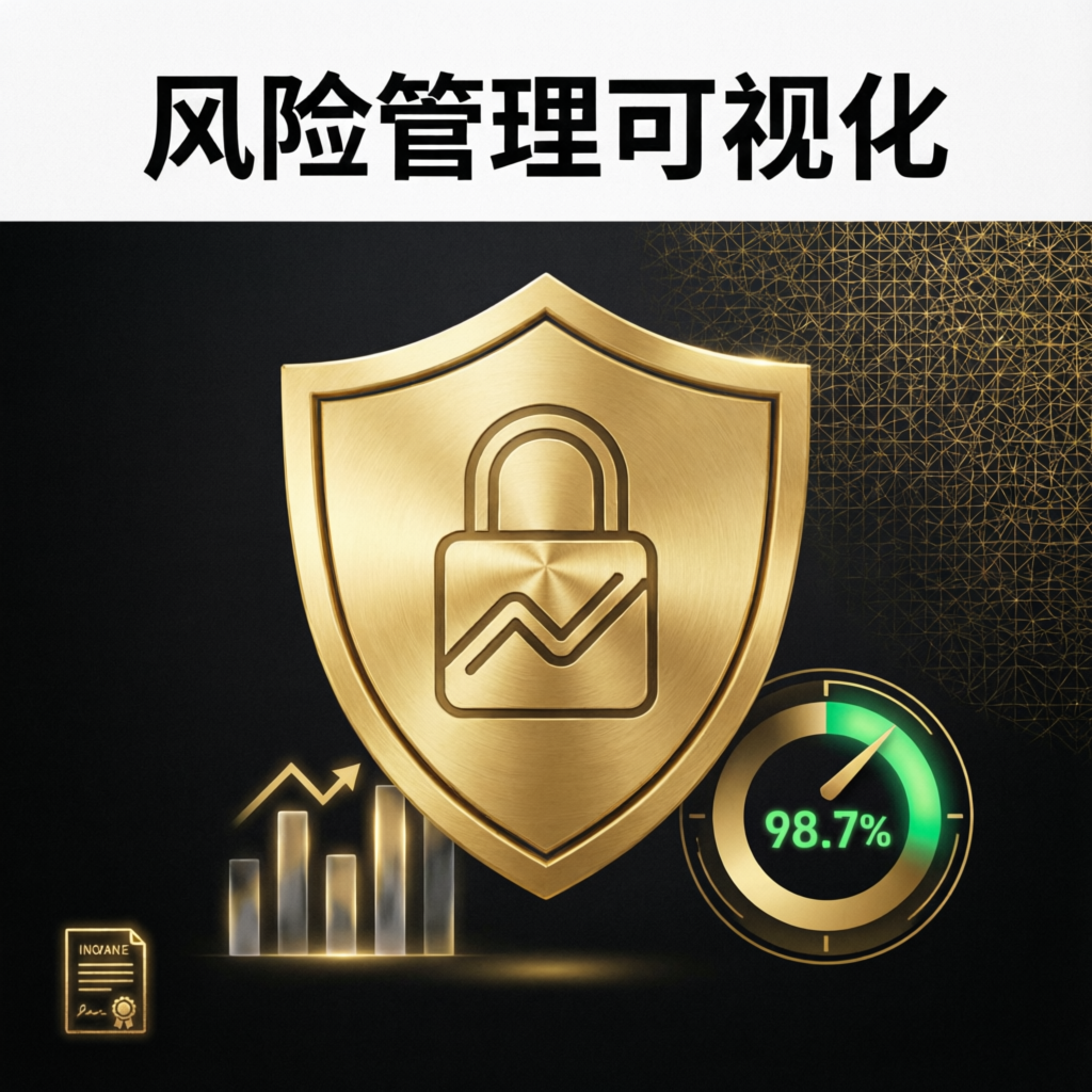 Risk management visualization with shield icon