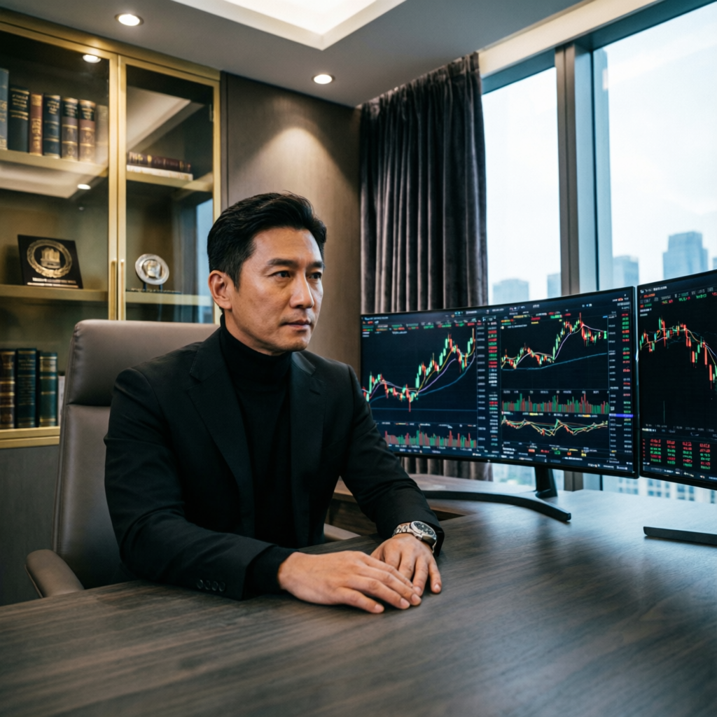 Professional forex trader analyzing charts